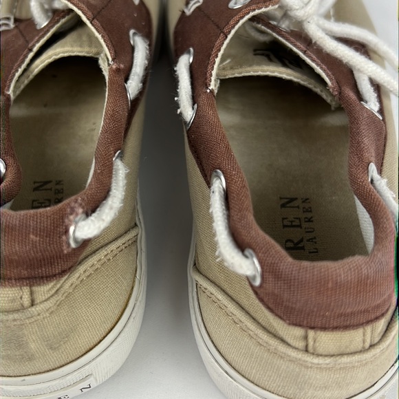 Lauren Ralph Lauren Women's Tan/Brown Breeana Canvas Boat Shoes Sz: 6.5B - Picture 8 of 9